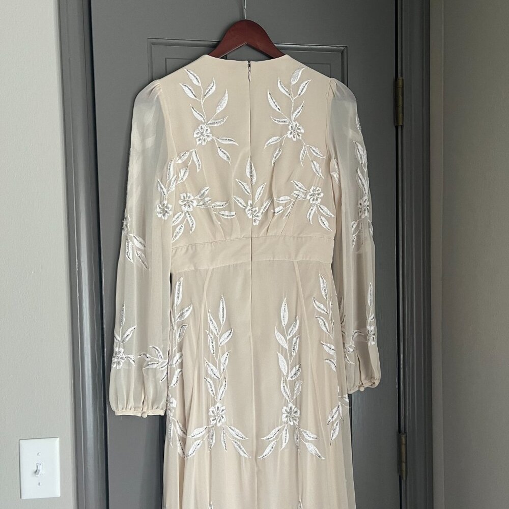 BHLDN Belize Embroidered A-Line Long-Sleeve V-Neck Gown - Picture 2 of 7